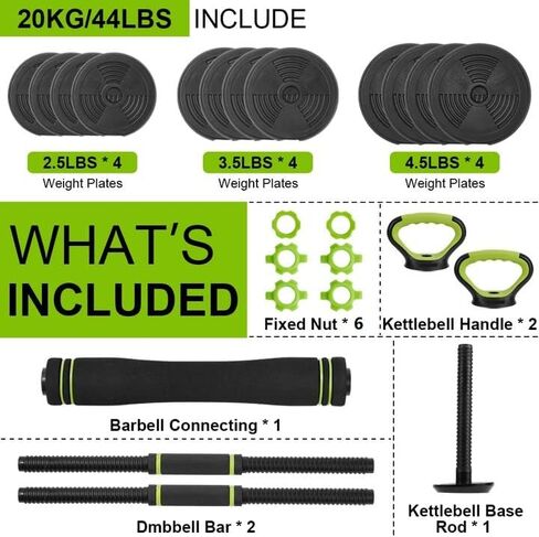 Adjustable Dumbbell Set, 4 In 1 Adjustable Dumbbell Weights 44/66/88 Lbs Free Weight Set With Connector Used As Barbell, Kettlebells, Push Up Stand in Saudi Arabia
