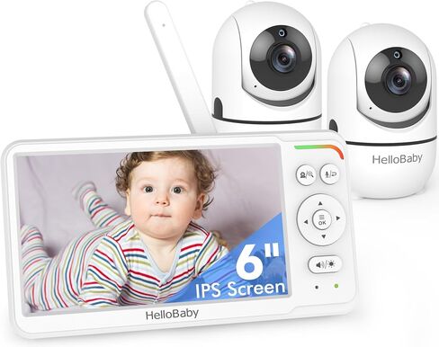 جهاز مراقبة الأطفال من HelloBaby مزود بكاميرا وصوت، شاشة كاميرا للأطفال مقاس 6 بوصات من World First IPS بدون WiFi، بطارية 4000 مللي أمبير في الساعة، صديقة للبيئة، محادثة ثنائية الاتجاه، رؤية ليلية، 1000 قدم، جهاز فيديو للسفر محمول لمراقبة الأطفال in Kuwait