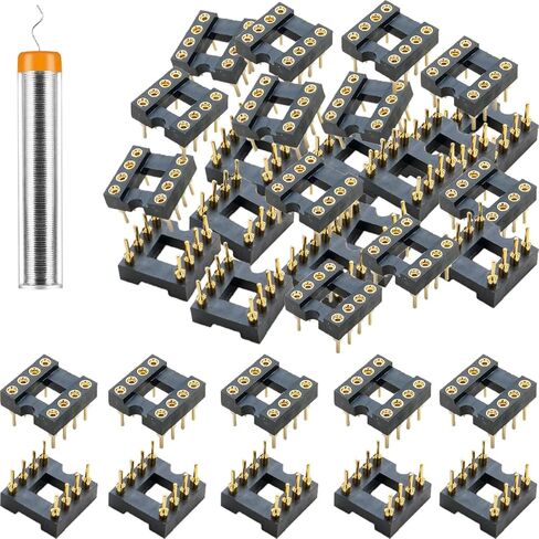 30 قطعة مستديرة DIP-8 IC مقابس 2.54 مم 8 دبوس IC محول مقبس نوع لحام مطلي بالذهب ليس من السهل كسره، مع قلم سلك القصدير لتجربة الإلكترونيات DIY in Saudi Arabia