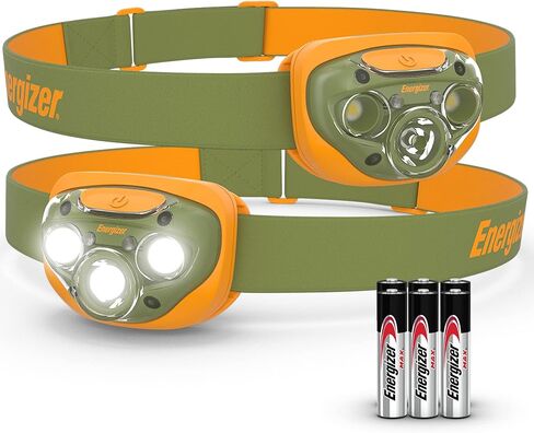 مصباح أمامي LED من إنرجايزر برو (عبوة من قطعتين)، مصابيح أمامية مقاومة للماء IPX4، مصباح رأس عالي الأداء للاستخدام في الهواء الطلق، والتخييم، والجري، والعواصف، وإضاءة LED للبقاء على قيد الحياة لحالات الطوارئ (البطاريات متضمنة) in Kuwait
