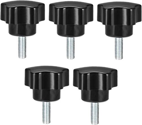 uxcell 5 Pcs Star Knobs Grips M8 x 20mm Male Thread Steel Zinc Stud Black PP in Saudi Arabia