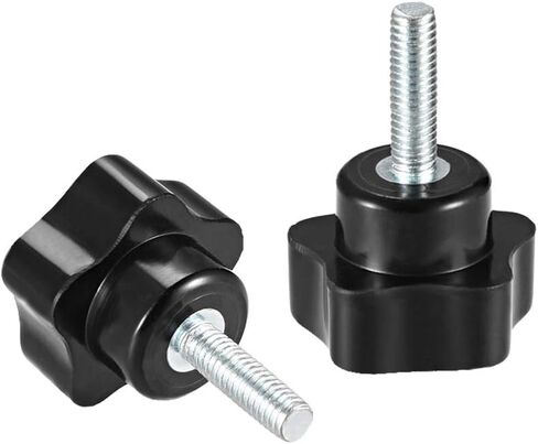 uxcell 5 Pcs Star Knobs Grips M8 x 20mm Male Thread Steel Zinc Stud Black PP in Saudi Arabia