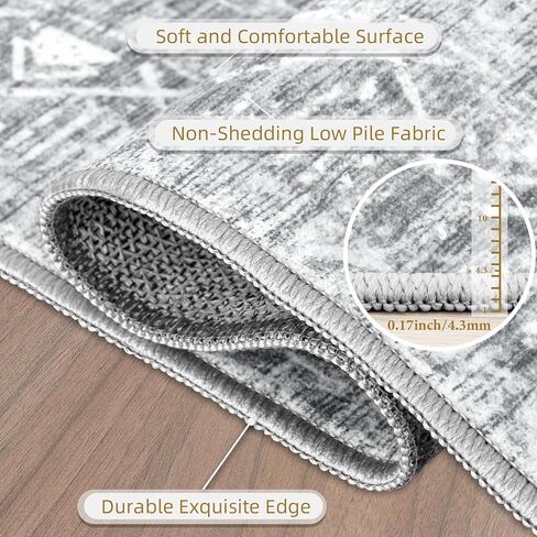 سجادة مغربية كبيرة المساحة 5 × 7 - سجادة ناعمة قابلة للغسل في الغسالة بتصميم هندسي بوهو المتعثرة، سجادة أرضية داخلية مقاومة للبقع لغرفة النوم وطاولة الطعام وغرفة الأطفال والمكتب المنزلي (5 × 7، بيج) in Kuwait