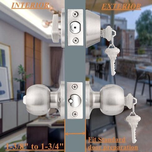 Probrico Keyed Alike Entry Knob and Deadbolt Set Single Cylinder Handleset Combo Pack Satin Nickel for Entrance Exterior Gate and Front Door, 4 Sets in Kuwait