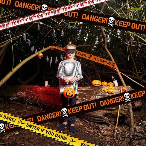 3Pcs Halloween Decorations Caution Tape, 3In x 89 Ft Halloween Fright Warning Tape Bundle, Halloween Zombie Caution Tape for Indoor & Outdoor Decorations, DIY Creepy Scenes (Style 1) in Saudi Arabia