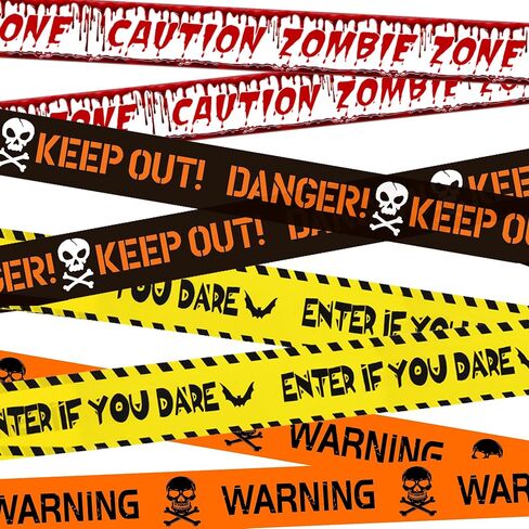 3Pcs Halloween Decorations Caution Tape, 3In x 89 Ft Halloween Fright Warning Tape Bundle, Halloween Zombie Caution Tape for Indoor & Outdoor Decorations, DIY Creepy Scenes (Style 1) in Saudi Arabia