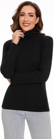 Femdouce 3 Pack Long Sleeve Turtleneck Shirts for Women Active Mock Neck Thermal Shirt Lightweight Turtle Neck Undershirt in Saudi Arabia