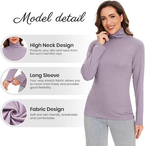 Femdouce 3 Pack Long Sleeve Turtleneck Shirts for Women Active Mock Neck Thermal Shirt Lightweight Turtle Neck Undershirt in Kuwait