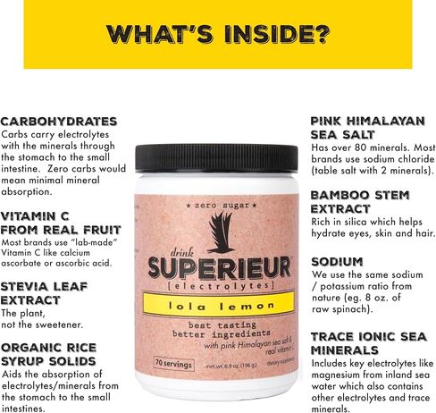Superieur Electrolyte Powder Packets - Vegan Electrolyte Hydration Powder w/Sea Minerals - Keto Friendly, Non-GMO, Zero Sugar Electrolyte Supplement - Healthy Sports Drink - Citrus (14 Packets) in Saudi Arabia