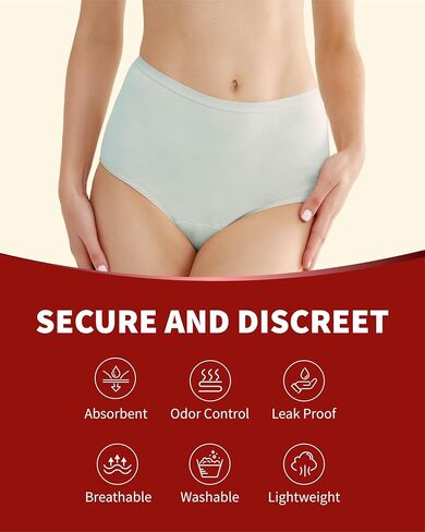 Washable Incontinence Underwear for Women, Absorbent Leak Proof Underwear for Women Bladder Leakage 1 Pack (Light Blue, L) in Saudi Arabia