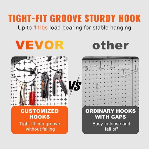 لوحات Pegboard المعدنية VEVOR مقاس 48 بوصة × 32 بوصة منظم حائط Pegboard للمرآب مع لوحين للأرفف، ودعامة تعليق، ورف مفتاح الربط، و5 صناديق تخزين، و4 خطافات مطاطية على شكل حرف U و20 خطافًا مخصصًا in Saudi Arabia