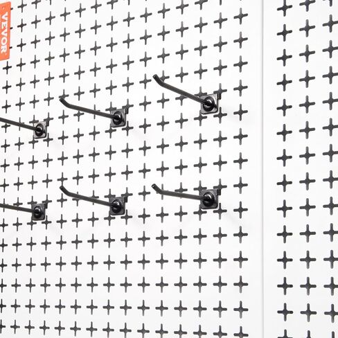 لوحات Pegboard المعدنية VEVOR مقاس 48 بوصة × 32 بوصة منظم حائط Pegboard للمرآب مع لوحين للأرفف، ودعامة تعليق، ورف مفتاح الربط، و5 صناديق تخزين، و4 خطافات مطاطية على شكل حرف U و20 خطافًا مخصصًا in Saudi Arabia