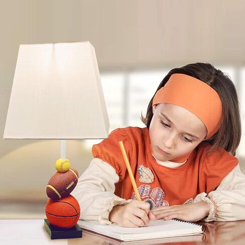 Kids Table Lamp, 14 Inch Football, Basketball & Baseball Design with Cute Lampshade, Sports-Themed lamp Ideal for Children's Bedroom Decor, Bedside Lamp Includes LED Bulb in Saudi Arabia