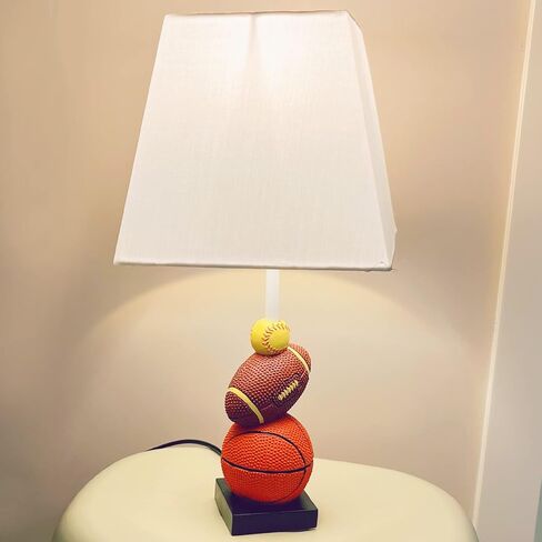 Kids Table Lamp, 14 Inch Football, Basketball & Baseball Design with Cute Lampshade, Sports-Themed lamp Ideal for Children's Bedroom Decor, Bedside Lamp Includes LED Bulb in Saudi Arabia