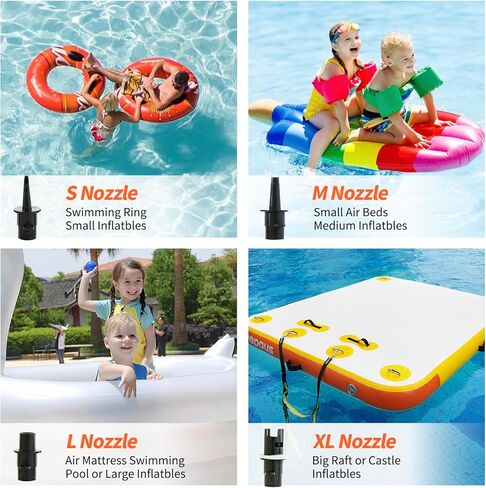 مضخة هواء كهربائية من vapaus مع 4 فوهات لحصيرة الجمباز القابلة للنفخ، مراتب هوائية، لعبة حمام السباحة، حوض عائم، مضخة نفخ سريعة الملء (تيار متردد 110-120 فولت (500 واط)) in Kuwait