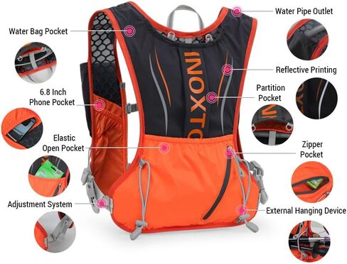Lixada Hydration Backpack Running Vest, 5L Hydration Pack Lightweight Reflective Water Backpack with 1.5L Water Bladder & 2pcs 450ml Water Bottles for Women & Men Trail Running Marathon Race Hiking in Saudi Arabia