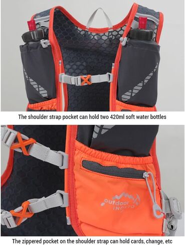 Lixada Hydration Backpack Running Vest, 5L Hydration Pack Lightweight Reflective Water Backpack with 1.5L Water Bladder & 2pcs 450ml Water Bottles for Women & Men Trail Running Marathon Race Hiking in Saudi Arabia