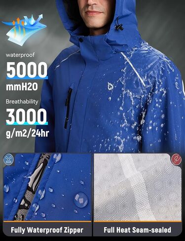 BALEAF Men's Rain Jacket 3 In 1 Winter Ski Waterproof Windbreaker Hooded Reflective Packable with Polar Fleece Jacket in Saudi Arabia