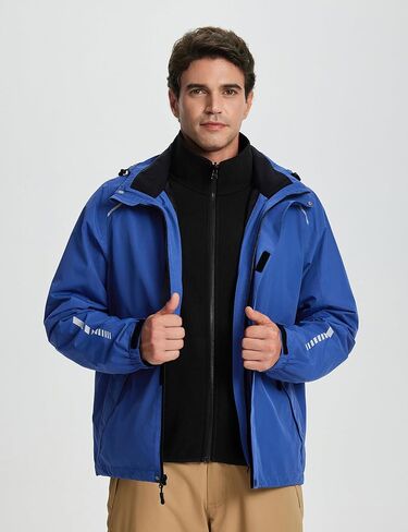 BALEAF Men's Rain Jacket 3 In 1 Winter Ski Waterproof Windbreaker Hooded Reflective Packable with Polar Fleece Jacket in Saudi Arabia