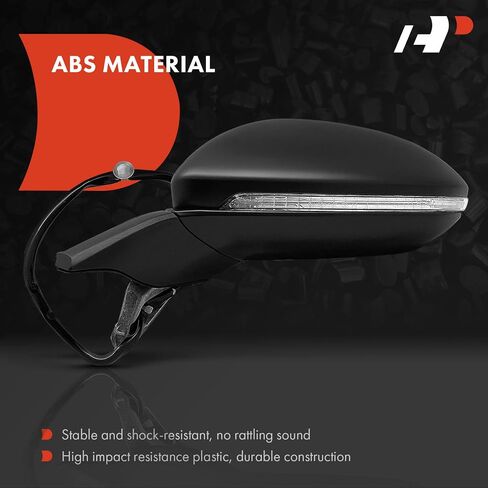 A-Premium Passenger Side Power Door Mirror - Compatible with Volkswagen Golf 2015-2021, Golf Alltrack, Golf SportWagen, GTI - Heated Manual Folding Black Outside Rear View Mirror w/Turn Signal in Saudi Arabia