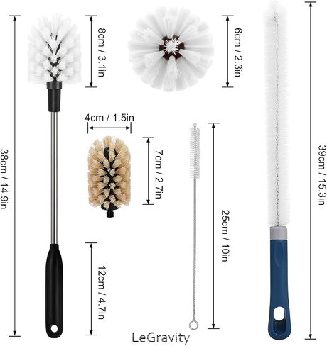 LeGravity 4-in-1 Long Handled Bottle Brush Set,Stainless Steel Water Bottle Cleaning Brush Straw Brushes for Sport Bottle,Water Jug,Coffee Mug in Saudi Arabia
