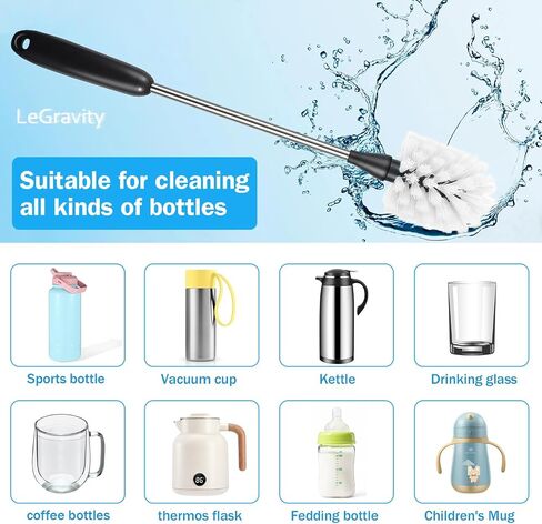 LeGravity 4-in-1 Long Handled Bottle Brush Set,Stainless Steel Water Bottle Cleaning Brush Straw Brushes for Sport Bottle,Water Jug,Coffee Mug in Saudi Arabia