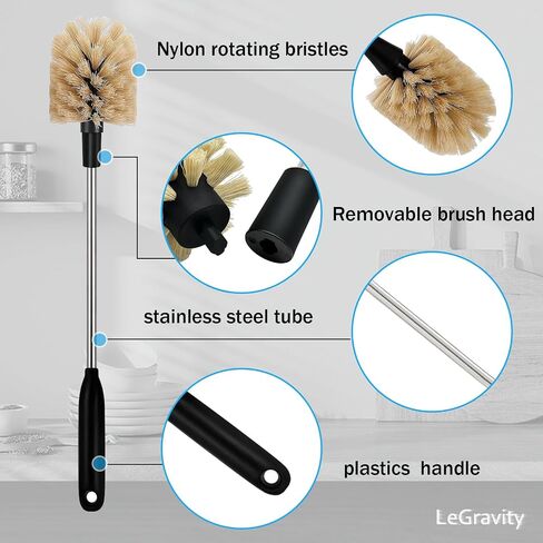 LeGravity 4-in-1 Long Handled Bottle Brush Set,Stainless Steel Water Bottle Cleaning Brush Straw Brushes for Sport Bottle,Water Jug,Coffee Mug in Saudi Arabia