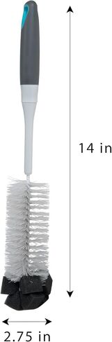 Smart Design Bottle Brush - Comfort Non-Slip Grip Handles - Non-Scratch - Odor Resistant - Dishwasher Safe - for Cleaning Water Bottles, Baby Bottles & Glassware (14" Long) [Gray & Sunset Orange] in Saudi Arabia