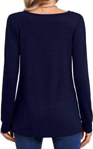 Huukeay 3 Pack Women's Long Sleeve Shirts Boat Neck Basic Cotton Tee Casual Loose Fit Fall Pullover Tops for Ladies in Kuwait