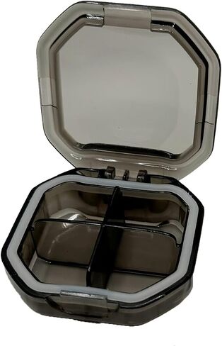 Travel Pill Organizer - Durable, Watertight Pill Case Travel Size with 4 Compartments - Compact Pill Travel Case for Vitamins, Supplements, Medicine - Travel Pill Container for Purse (Gray) in Saudi Arabia