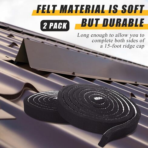 2 Pcs 2"w x 15'l (30'l Total) Metal Roofing Universal Vented Ridge Material Panel Felt Closure Strips Roofing Panels Felt Tape Self Adhesive Insulation Weather Windproof Waterproof Seal in Saudi Arabia