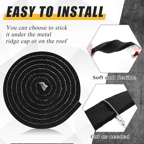 2 Pcs 2"w x 15'l (30'l Total) Metal Roofing Universal Vented Ridge Material Panel Felt Closure Strips Roofing Panels Felt Tape Self Adhesive Insulation Weather Windproof Waterproof Seal in Saudi Arabia