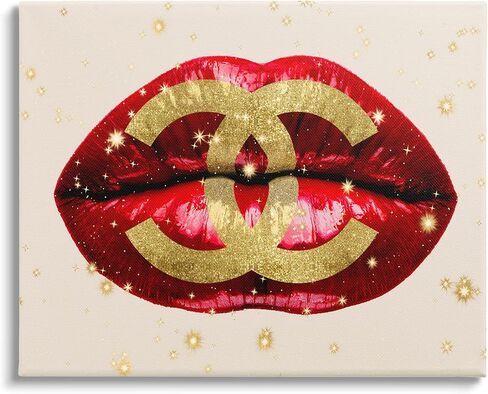 Stupell Industries Vibrant Red Sparkle Lips Fashion Designer Logo, Design by Madeline Blake in Saudi Arabia