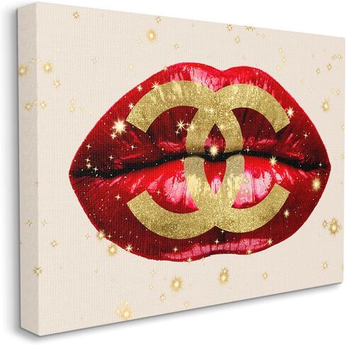 Stupell Industries Vibrant Red Sparkle Lips Fashion Designer Logo, Design by Madeline Blake in Saudi Arabia