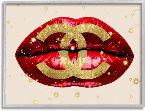 Stupell Industries Vibrant Red Sparkle Lips Fashion Designer Logo, Design by Madeline Blake in Saudi Arabia