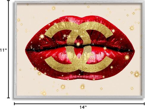 Stupell Industries Vibrant Red Sparkle Lips Fashion Designer Logo, Design by Madeline Blake in Saudi Arabia