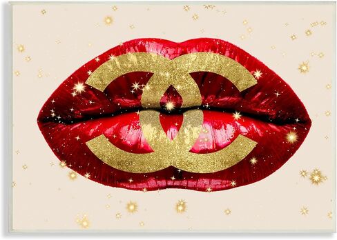 Stupell Industries Vibrant Red Sparkle Lips Fashion Designer Logo, Design by Madeline Blake in Saudi Arabia