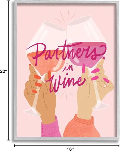 Stupell Industries Wine Partners Text Glam Sassy Friends Calligraphy، تصميم EmmaKisstina in Saudi Arabia