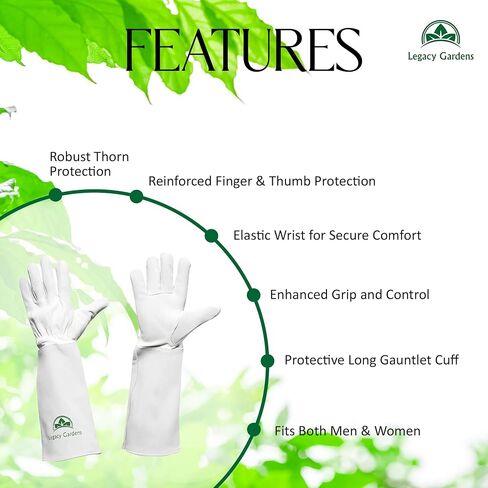 Thorn Resistant Leather Gardening Gloves for Men & Women – Long Gauntlet Rose Pruning Gloves with Forearm Protection for Pruning and Yard Work (2XL) in Kuwait