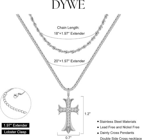 DYWE الصليب قلادة للنساء 18K عقد ذهب مجوهرات للنساء العصرية مزدوجة الصليب قلادة للفتيات سلاسل Y2k in Kuwait
