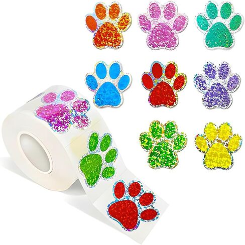 1000pcs Paw Print Stickers,Glittery Paw Decals,Black Paw Patrol Stickers,Cute Cat Paw Stickers for Books Envelope DIY Crafts Supplies or Baby Nursery Bedroom Living Room Animal Tracks Decor (2 roll) in Saudi Arabia