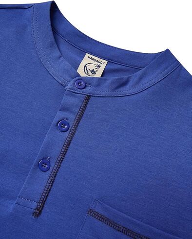 Hardaddy Men's Contrast Color Henley T-Shirt Long Sleeve Classic Henley Shirt Buttons Crewneck Pullover Top with Pocket in Kuwait