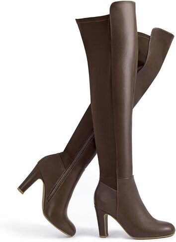 SelenePair Women's Over The Knee Boots Stretch Thigh High Block Mid Heel Boot Fashion Side Zip Winter Boots in Kuwait