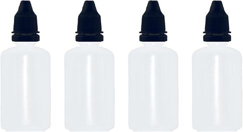 Plastic Dropper Bottles, 50ml/1.7 oz Empty Squeezable Dropper Bottle with Black Cap, Pack of 4 in Saudi Arabia