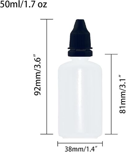 Plastic Dropper Bottles, 50ml/1.7 oz Empty Squeezable Dropper Bottle with Black Cap, Pack of 4 in Saudi Arabia