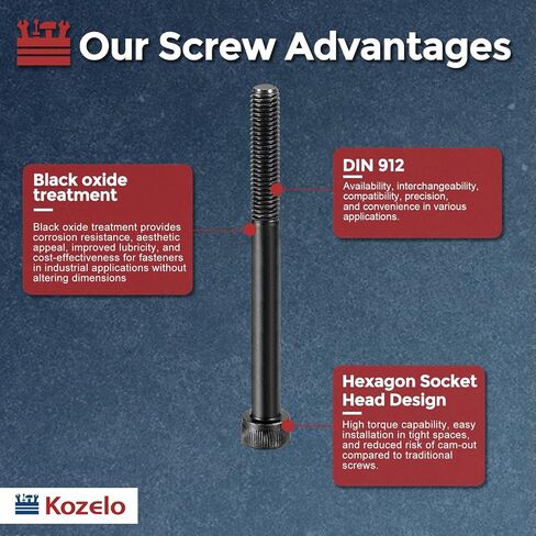 50pcs M4 Socket Head Cap Screws Bolts Nuts Assortment Kit - [M4x30/35/40/45/50mm] Alloy Steel Fully Threaded Black Oxide 12.9 Internal Hex Screw for 3D Printer Use in Kuwait