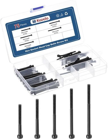 50pcs M4 Socket Head Cap Screws Bolts Nuts Assortment Kit - [M4x30/35/40/45/50mm] Alloy Steel Fully Threaded Black Oxide 12.9 Internal Hex Screw for 3D Printer Use in Kuwait