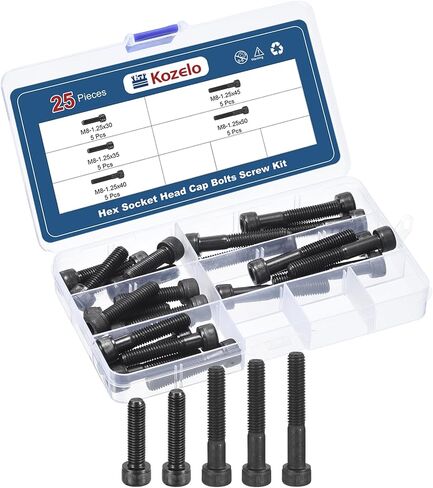 50pcs M4 Socket Head Cap Screws Bolts Nuts Assortment Kit - [M4x30/35/40/45/50mm] Alloy Steel Fully Threaded Black Oxide 12.9 Internal Hex Screw for 3D Printer Use in Kuwait