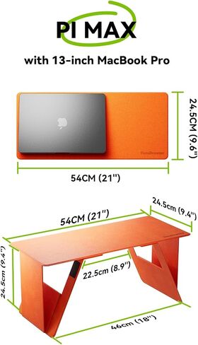 Foldable Laptop Desk Bed Desk, Pi Lap Desk Folding Desk Portable Desk Lightweight Mini Table for Study, Travel Desk, Folds in Half with Inner Storage Space (Grey, Max) in Saudi Arabia