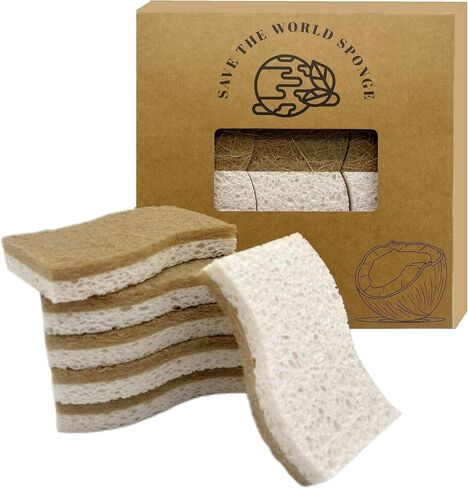 20% of Profits Go to Oceana and Water.org Save The World Sponge. 100% Natural and Biodegradable Coconut Kitchen Sponge. in Saudi Arabia